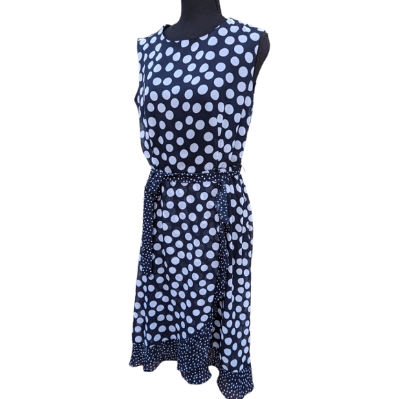 Sandra Darren Sleeveless Polkadot Chiffon Dress 10 - Picture 2 of 16